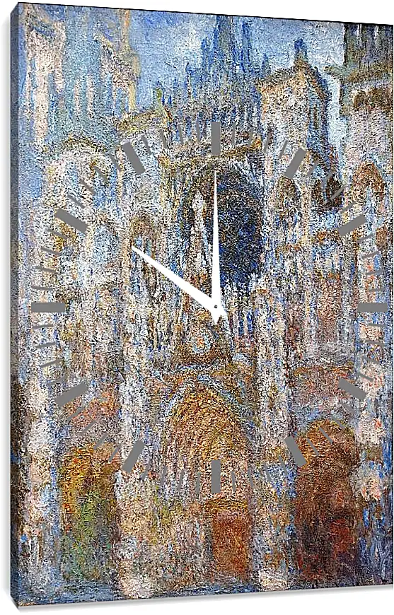 Часы картина - rouen cathedral magic in blue. Клод Моне