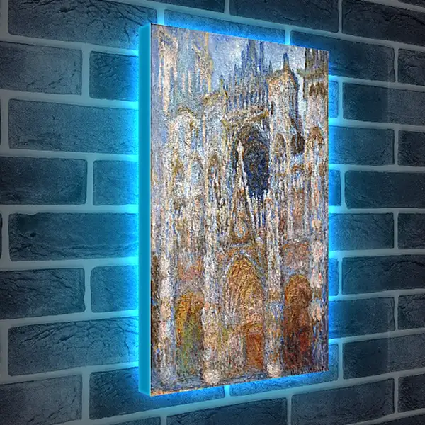 Лайтбокс световая панель - rouen cathedral magic in blue. Клод Моне