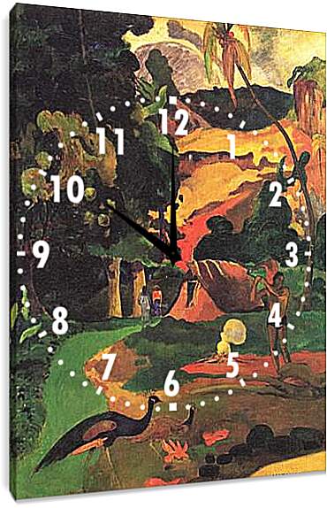 Часы картина - Paysage aux paons. Поль Гоген
