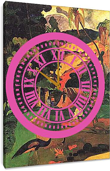 Часы картина - Paysage aux paons. Поль Гоген