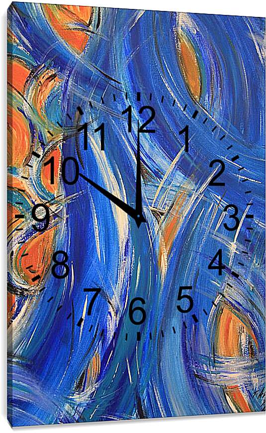Часы картина - Синяя абстракция