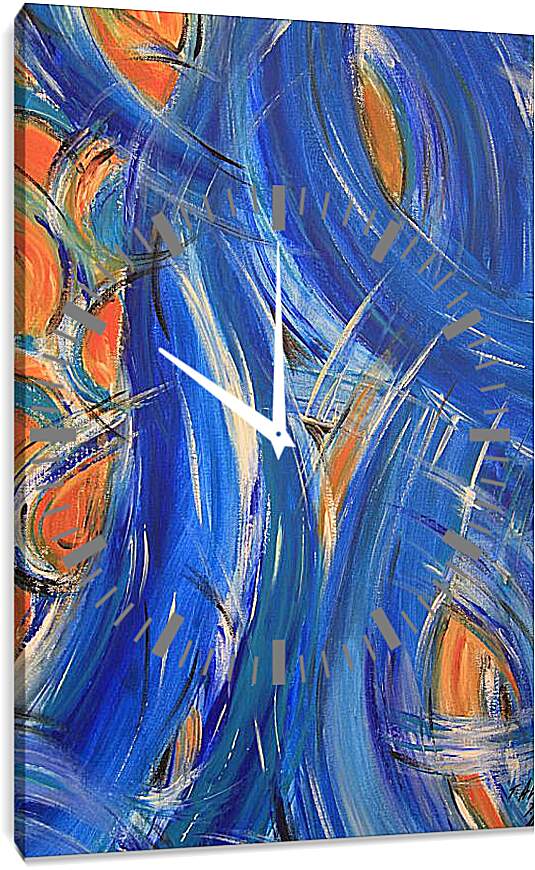 Часы картина - Синяя абстракция