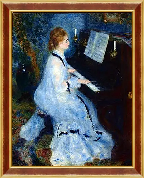 Картина в раме - Young Woman at the Piano. Пьер Огюст Ренуар