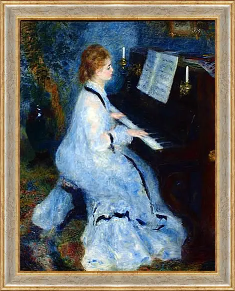 Картина в раме - Young Woman at the Piano. Пьер Огюст Ренуар