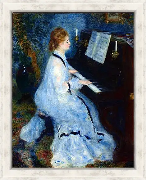 Картина в раме - Young Woman at the Piano. Пьер Огюст Ренуар