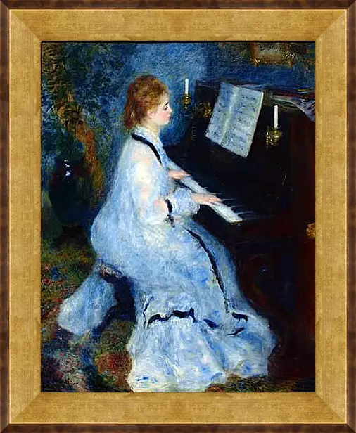 Картина в раме - Young Woman at the Piano. Пьер Огюст Ренуар