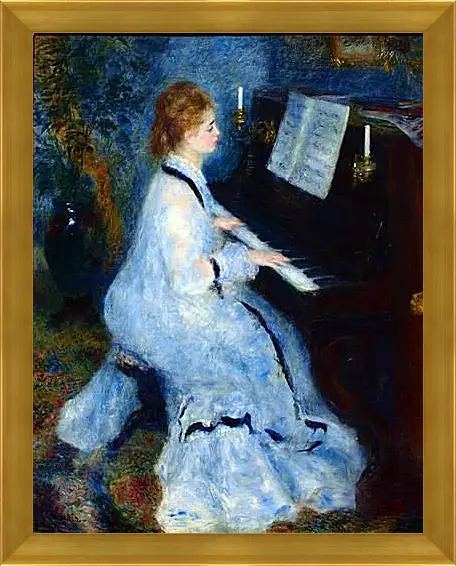 Картина в раме - Young Woman at the Piano. Пьер Огюст Ренуар