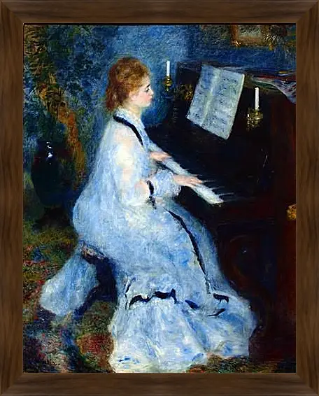 Картина в раме - Young Woman at the Piano. Пьер Огюст Ренуар