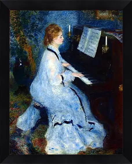 Картина в раме - Young Woman at the Piano. Пьер Огюст Ренуар