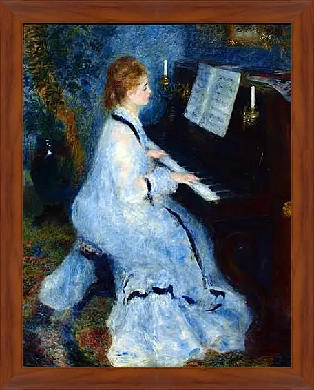 Картина в раме - Young Woman at the Piano. Пьер Огюст Ренуар