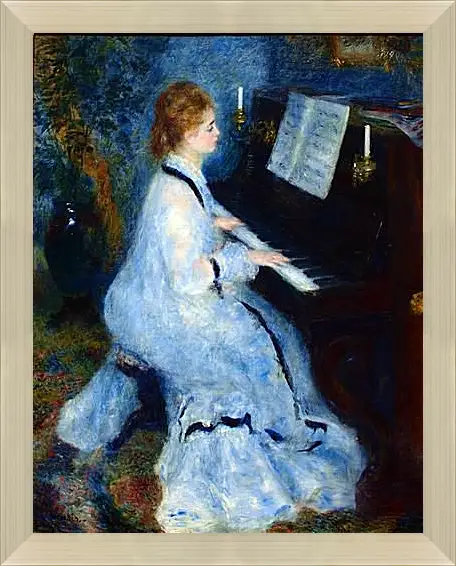 Картина в раме - Young Woman at the Piano. Пьер Огюст Ренуар