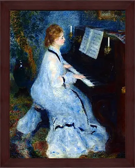 Картина в раме - Young Woman at the Piano. Пьер Огюст Ренуар