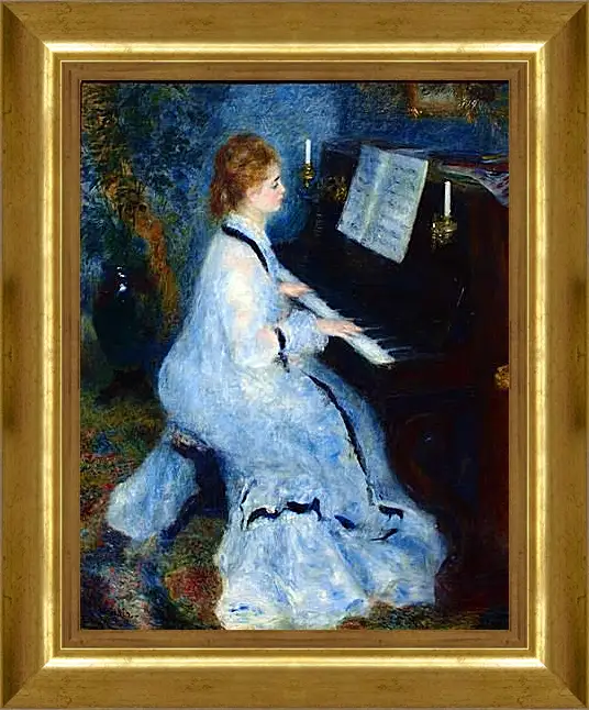 Картина в раме - Young Woman at the Piano. Пьер Огюст Ренуар