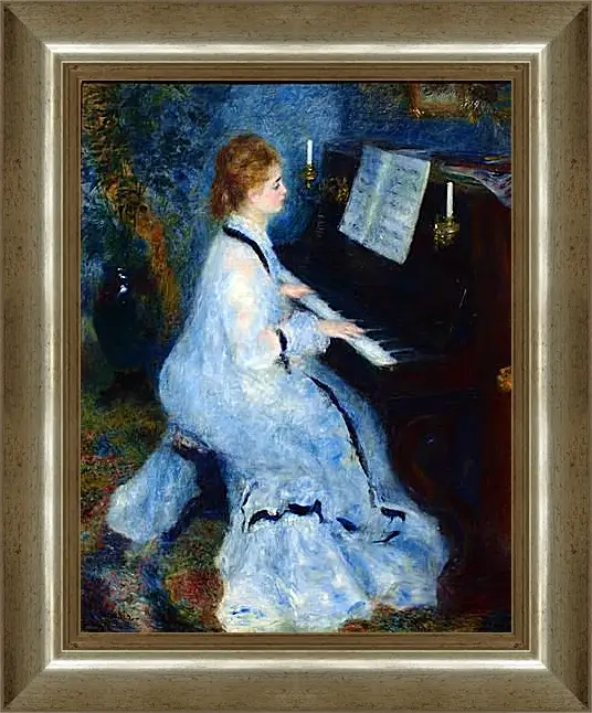 Картина в раме - Young Woman at the Piano. Пьер Огюст Ренуар