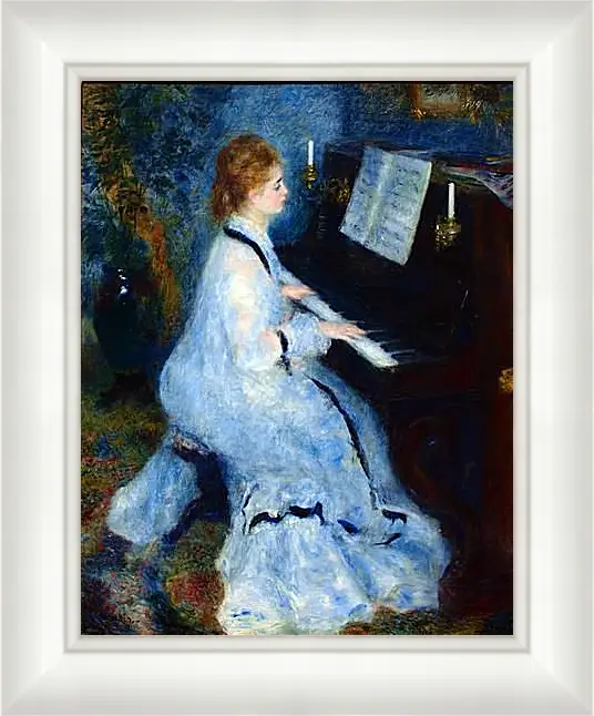 Картина в раме - Young Woman at the Piano. Пьер Огюст Ренуар