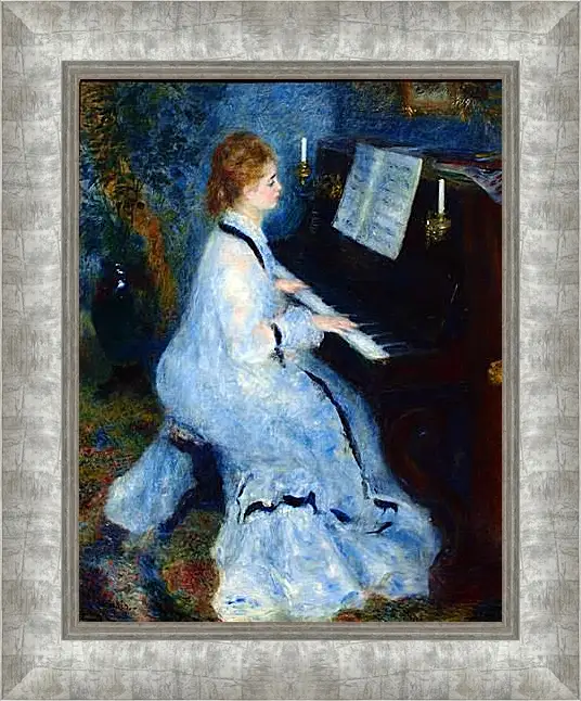 Картина в раме - Young Woman at the Piano. Пьер Огюст Ренуар