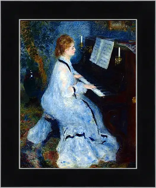 Картина в раме - Young Woman at the Piano. Пьер Огюст Ренуар