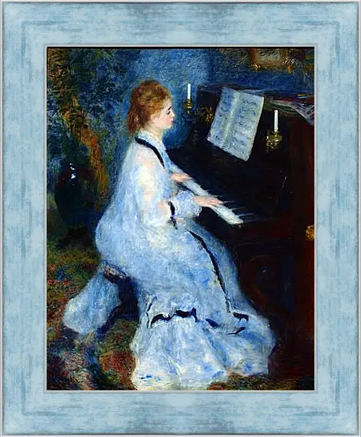 Картина в раме - Young Woman at the Piano. Пьер Огюст Ренуар