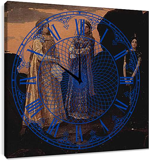 Часы картина - Три царевны подземного царств. Виктор Васнецов
