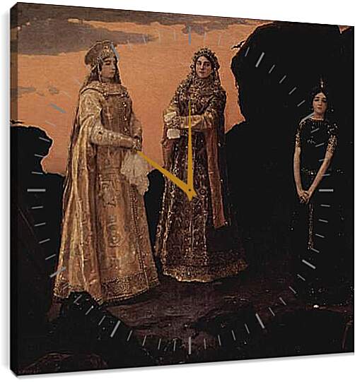 Часы картина - Три царевны подземного царств. Виктор Васнецов