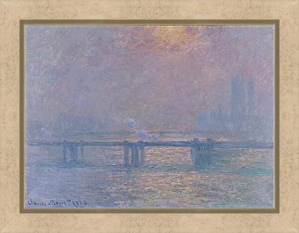Картина в раме - The Thames Charing Cross Bridge. Клод Моне