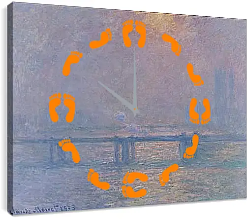 Часы картина - The Thames Charing Cross Bridge. Клод Моне