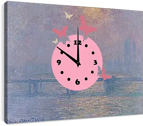 Часы картина - The Thames Charing Cross Bridge. Клод Моне