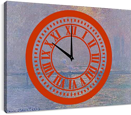 Часы картина - The Thames Charing Cross Bridge. Клод Моне