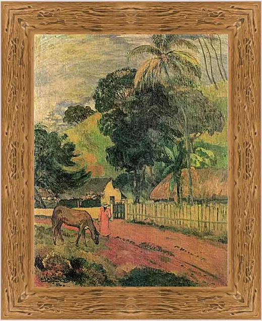 Картина в раме - Le cheval sur le chemin. Поль Гоген
