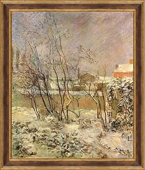 Картина в раме - Garden in Snow. Поль Гоген