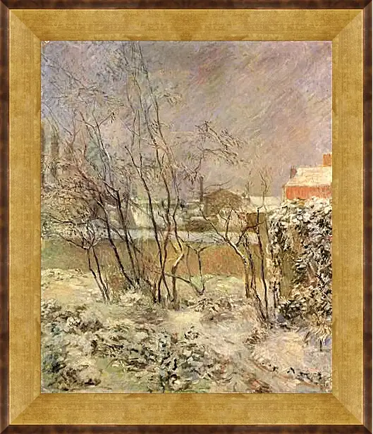 Картина в раме - Garden in Snow. Поль Гоген