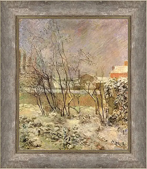 Картина в раме - Garden in Snow. Поль Гоген