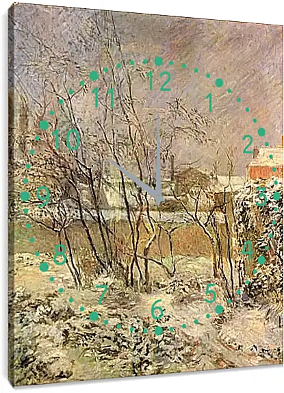 Часы картина - Garden in Snow. Поль Гоген