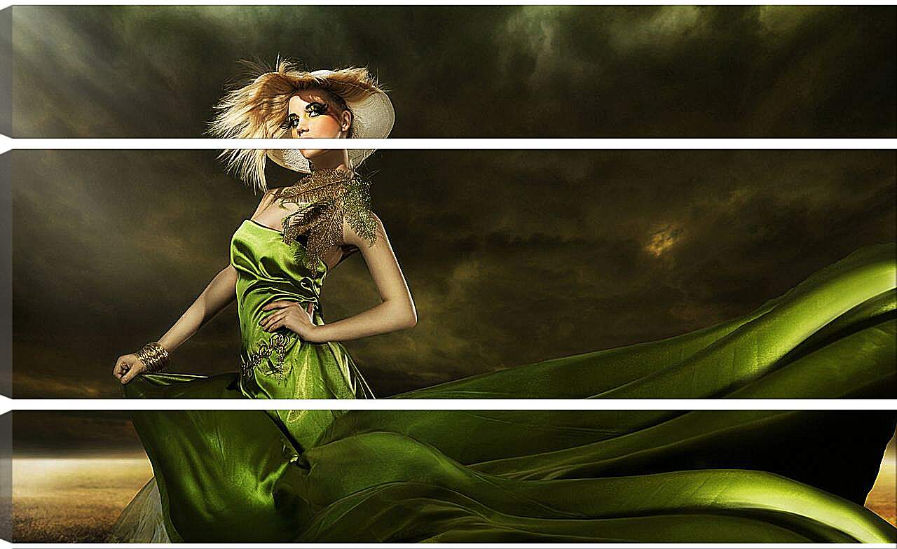 Модульная картина - Зеленое платье в поле