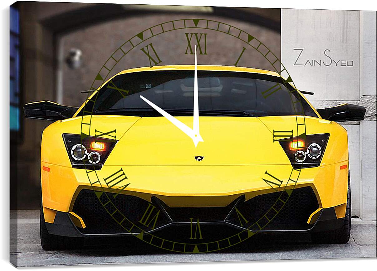 Часы картина - Желтая Ламборгини