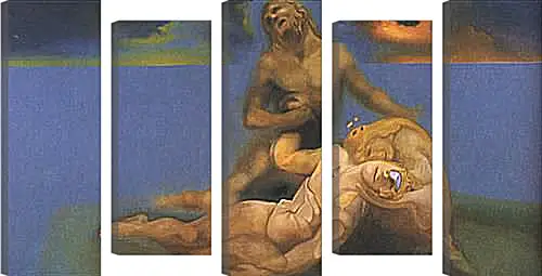 Модульная картина - A Soft Watch Put in the Appropriate Place to Cause a Young Ephebe to Die and Be Resuscitated by Excess of Satisfaction unfinished. Сальвадор Дали