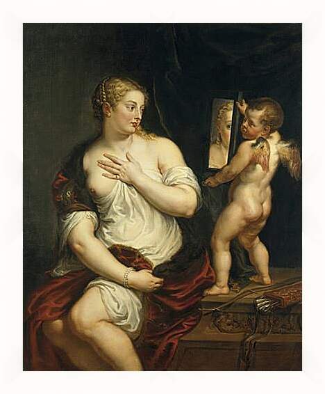 Картина в раме - Венера и Амур. Питер Пауль Рубенс