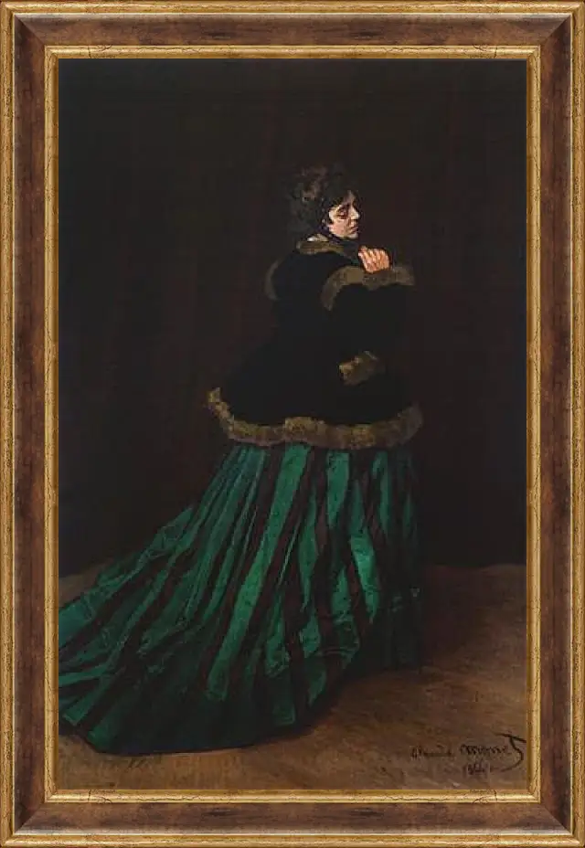 Картина в раме - The Woman in the Green Dress. Клод Моне