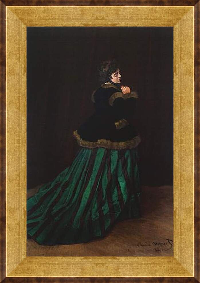 Картина в раме - The Woman in the Green Dress. Клод Моне