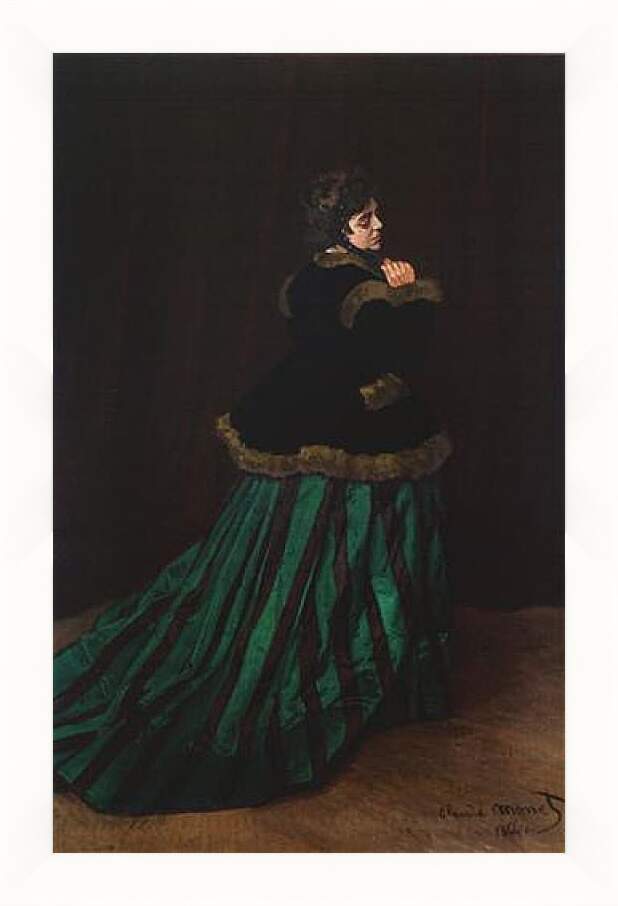Картина в раме - The Woman in the Green Dress. Клод Моне