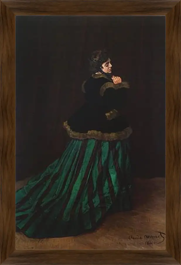 Картина в раме - The Woman in the Green Dress. Клод Моне