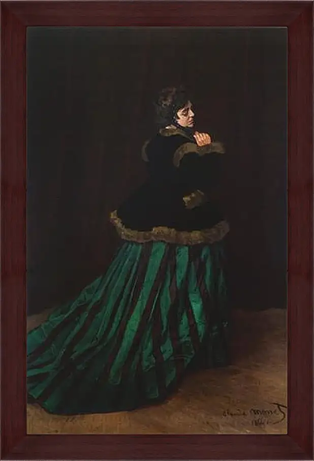 Картина в раме - The Woman in the Green Dress. Клод Моне