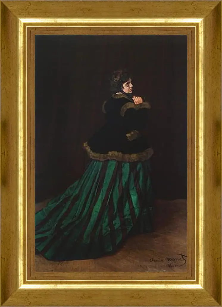 Картина в раме - The Woman in the Green Dress. Клод Моне