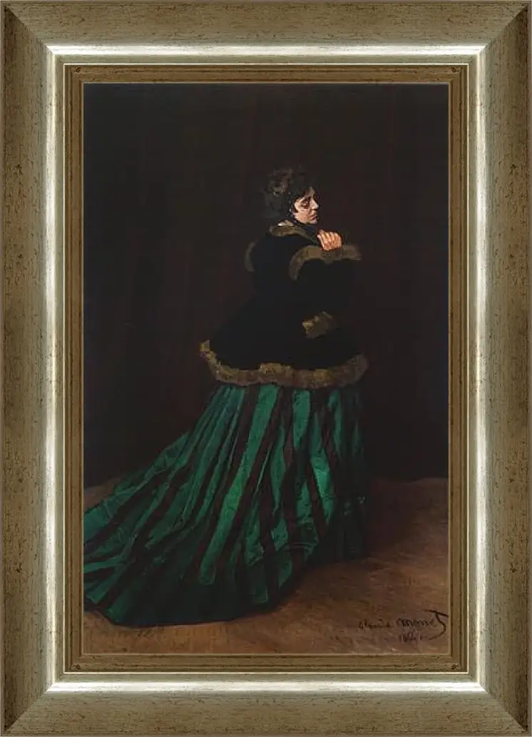 Картина в раме - The Woman in the Green Dress. Клод Моне