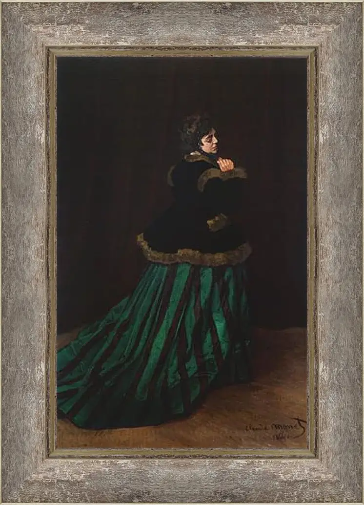 Картина в раме - The Woman in the Green Dress. Клод Моне