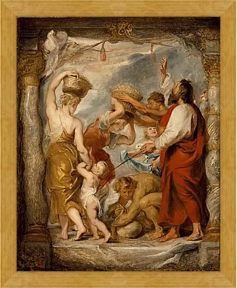 Картина в раме - Modello for  The Israelites Gathering Manna in the Desert. Питер Пауль Рубенс