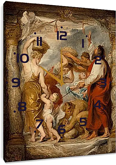 Часы картина - Modello for  The Israelites Gathering Manna in the Desert. Питер Пауль Рубенс