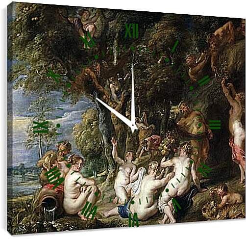 Часы картина - Нимфы и сатиры. Питер Пауль Рубенс