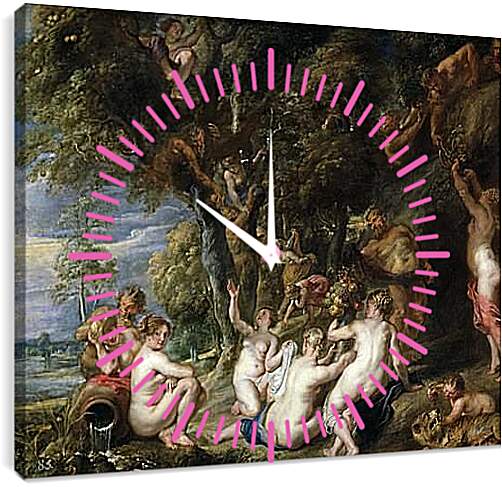 Часы картина - Нимфы и сатиры. Питер Пауль Рубенс