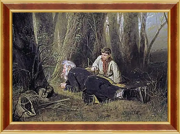 Картина в раме - Птицелов. Перов Василий